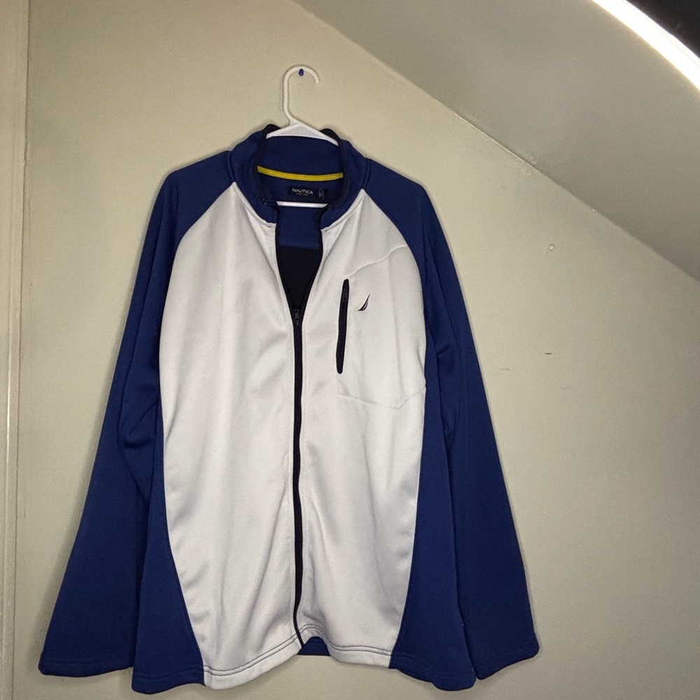 Nautica Men's Blue and White Jacket preowned